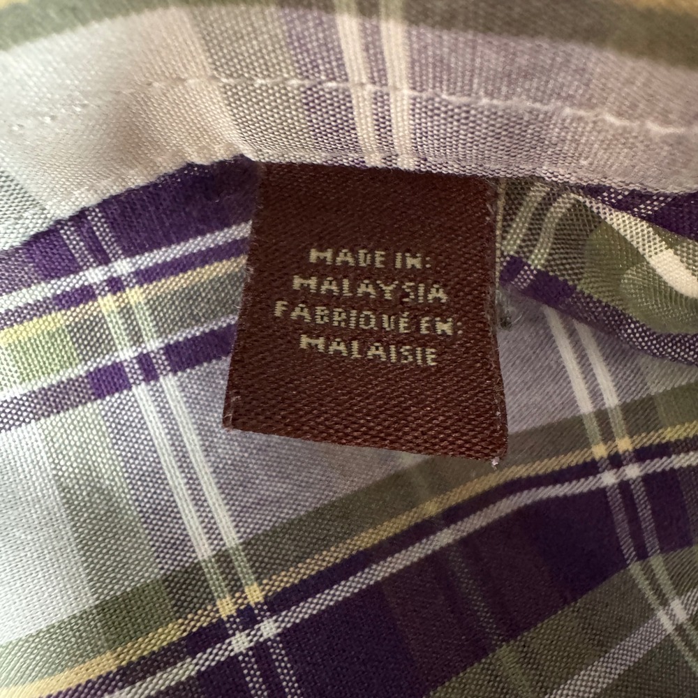 Oak Hill Button Down Shirt Big Mens 3XL Purple Plaid Wrinkle Free Cotton XXXL - Picture 5 of 13